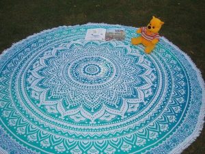 Ombre Round Mandala Beach Tapestry
