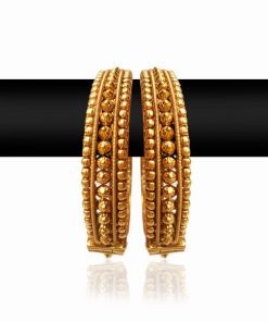 Beautiful Pair of Bridal Bangles for Girls with Bright Golden Polish-0