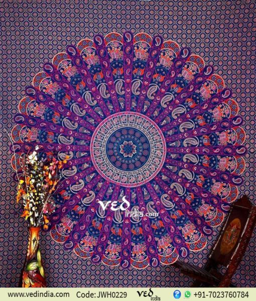 Blue Mandala Tapestry Bedspread