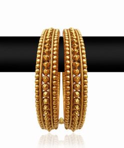 Bright Golden Polish Bangles for Women with Stylish Design-0
