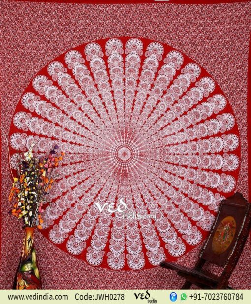 Red Mandala Psychedelic Tapestry