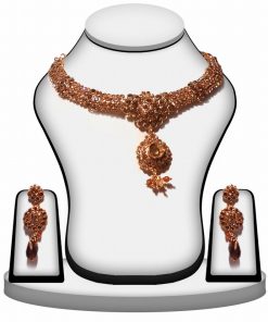 Traditional Yellow Colored Stones Necklace Set for Women-0