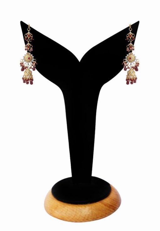 Beautiful Designer Earrings in Maroon Stones for Girls-0