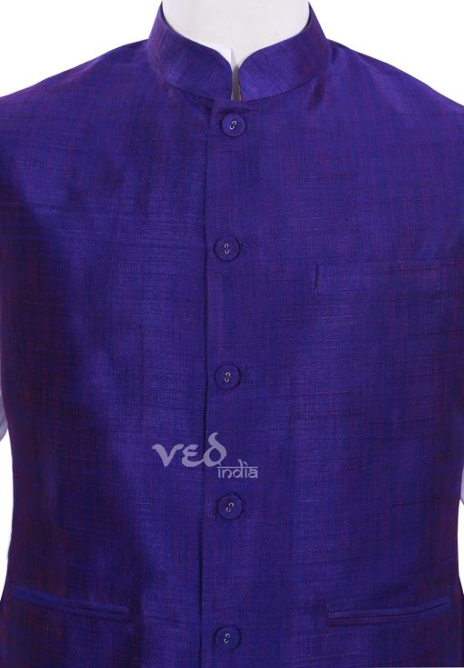 Designer Blue Linen Indian Nehru Ethnic Jacket for Men-2465