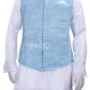 Aqua Blue Nehru Suit Party Wear Jacket in Linen for Men-0