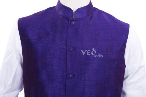 Designer Blue Linen Indian Nehru Ethnic Jacket for Men-2463