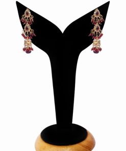 Beautiful Designer Polki Earrings for Women in Red Stones-0