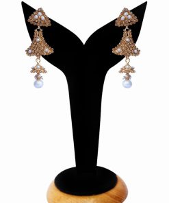 Elegant Polki Earrings With Pearl Stones and Antique Polish-0