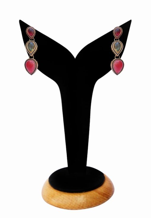 Gorgeous Red and Green Kundan Stones Studded Fashion Earrings-0
