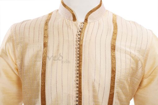 Golden Yellow Men’s Cotton Kurta Pajama Set for Formal Wear-2539