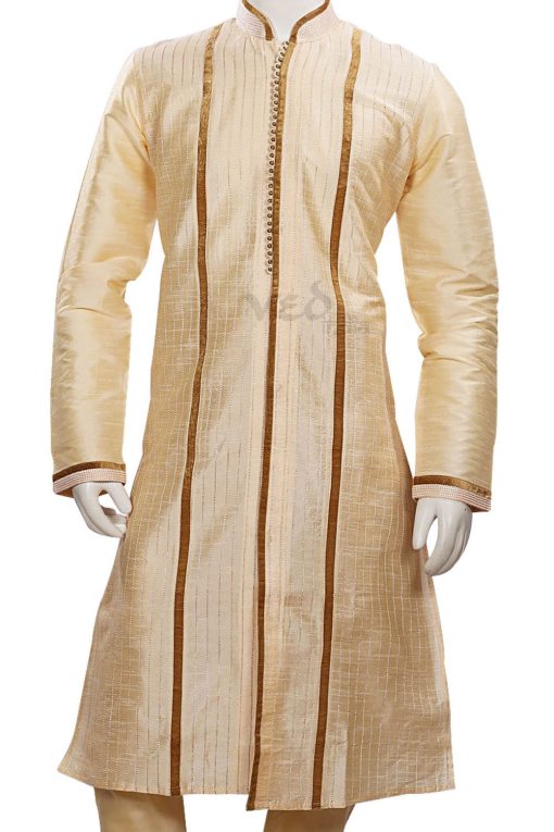 Golden Yellow Men’s Cotton Kurta Pajama Set for Formal Wear-0