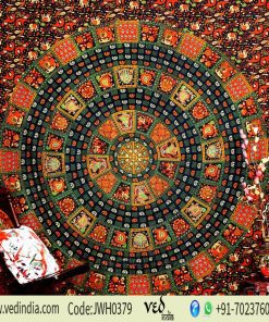 Green Round Mandala Beach Boho Tapestry Bedding for Floor Cushions-0