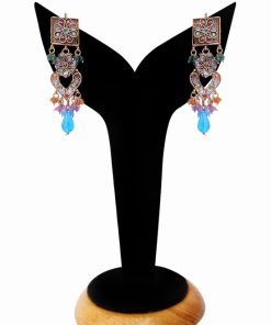 Exclusive Multi-Color Polki Earrings for Girls with Antique Polish-0