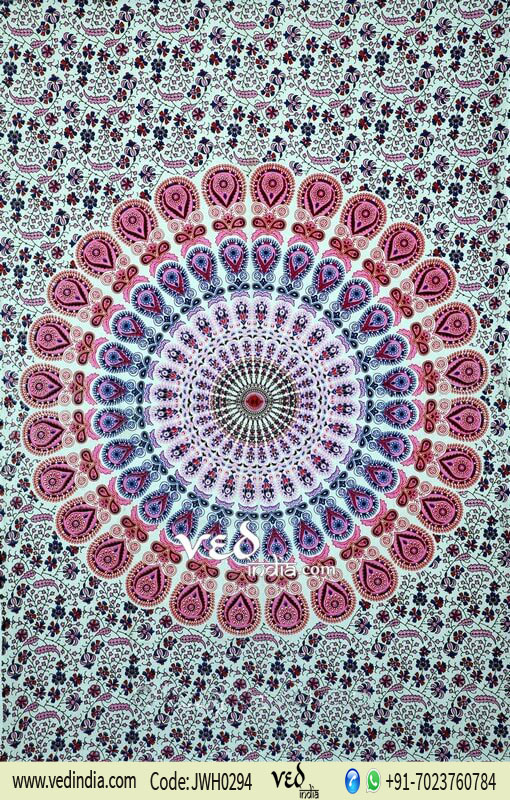 Pink Mandala Tapestry Throw