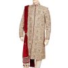 Latest Design Smart Embroidered Ethnic Golden Sherwani Wedding Suit-0