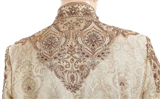 Latest Design Smart Embroidered Ethnic Golden Sherwani Wedding Suit-2641