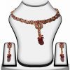 Buy Red and White Colored Stone Bridal Polki Necklace Set -0