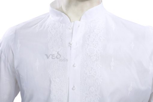Casual Wear White Traditional Cotton Kurta Pajama Set -2548