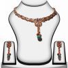 Elegant Red, Green and White Stone Necklace Set for Party Wear-0
