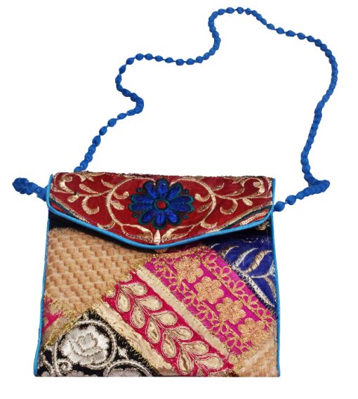 Colorful Ethnic Clutch Bag with Attractive Sling and Old Zari Work -2351