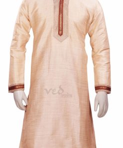 Beige Fashionable Indian Kurta Pajama Set for Men for Engagements-2460