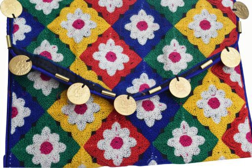 Bright Colorful Floral Embroidery Designer Handmade Vintage Clutch Bags-2407