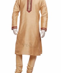 Smart Ethnic Kurta Pajama Set in Maroon and Fawn for Mens-0
