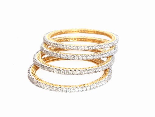 Set of AD Bangles for Women from India with White CZ Stones-0