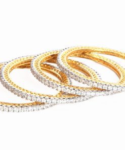 Set of AD Bangles for Women from India with White CZ Stones-185