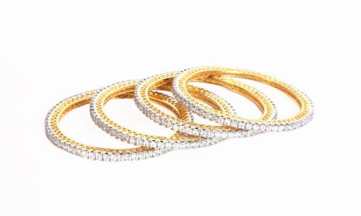 Set of AD Bangles for Women from India with White CZ Stones-185