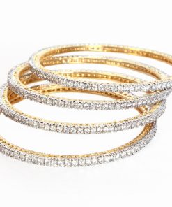 Set of AD Fashion Bangles in Exquisite Design with White CZ Stones-0