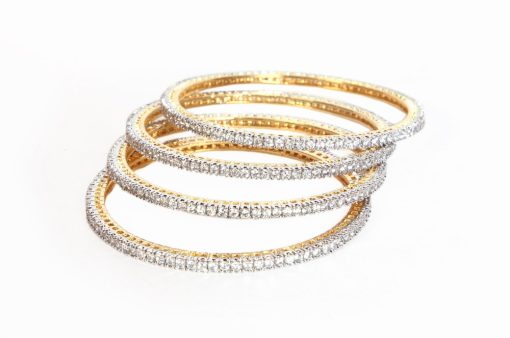 Set of AD Fashion Bangles in Exquisite Design with White CZ Stones-0