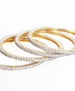 Set of AD Fashion Bangles in Exquisite Design with White CZ Stones-188