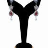 American Diamond Earrings for Girls in Red and White Stones-0