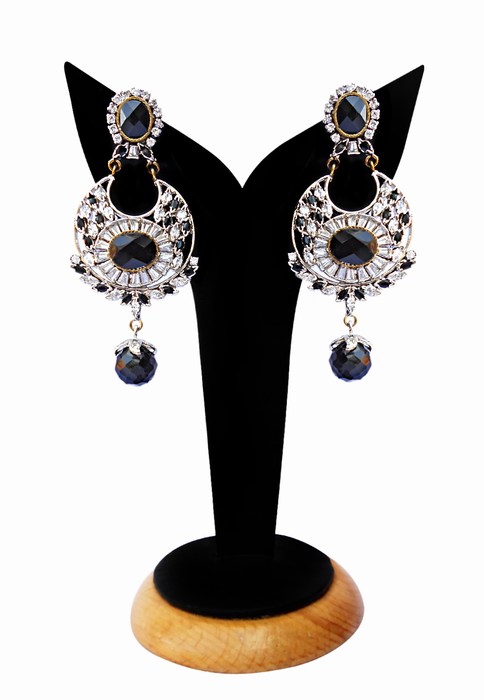 Buy Online Beautiful American Diamond Earrings in Black and White-0