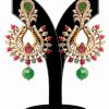 Buy Online Beautiful Earrings in Red and Green Stones-0