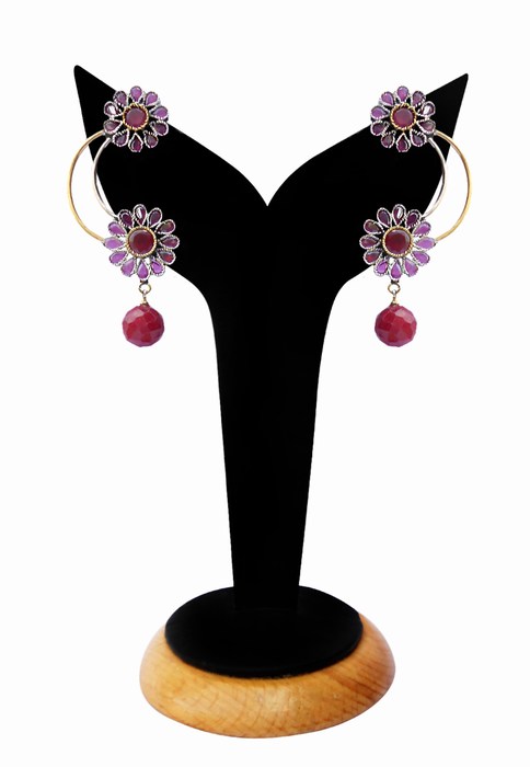 Beautiful Fashion Earrings for Girls in Pink and Red Beads-0