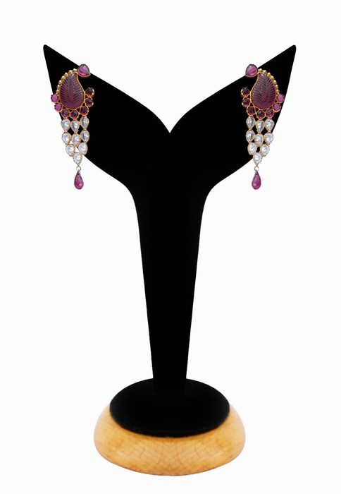 Buy Online Beautiful Red and White Stone Studded Jhumkas-0
