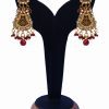 Beautiful Thewa Earrings for Girls in Red Kundan Stones-0