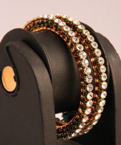 Bridal Bangles in Red and Green Kundan Stones for Women-0