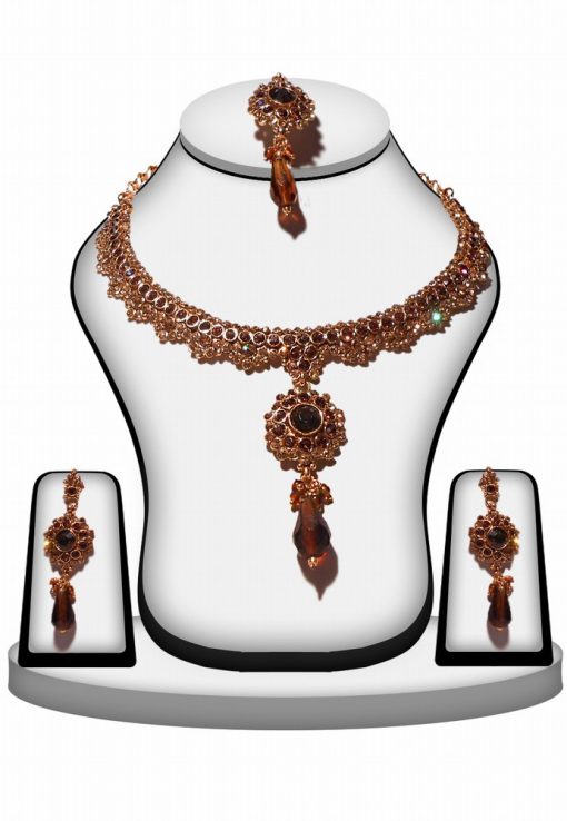 Buy Fashion Polki Jaipur Jewellery Set in Brown Beads and Stone-0