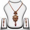 Buy online Red Stone Fashion Pendant Set with Matching Earrings-0