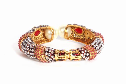 Women’s Fashion Bangle in Red with Blue and White Stones-109