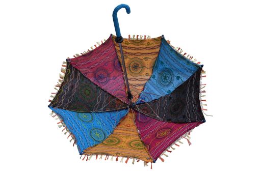 Designer Multicolor Decorative Rajasthani Vintage Mirror Work Umbrella-2375