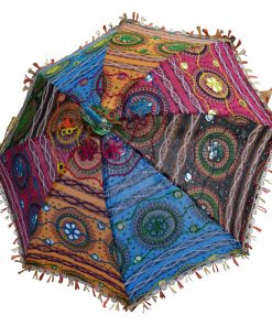 Designer Multicolor Decorative Rajasthani Vintage Mirror Work Umbrella-0