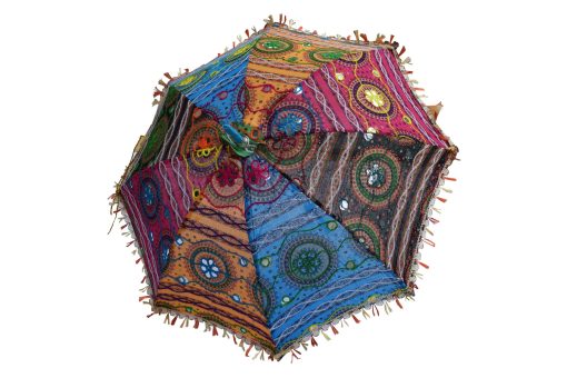 Designer Multicolor Decorative Rajasthani Vintage Mirror Work Umbrella-0