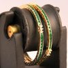 Latest Design Antique Bangles in White and Green AD Stones-0