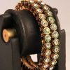 Antique Design Indian Women Bangles in Red and Green Kundan Pattern-0