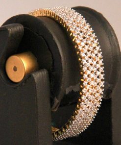 Finely Designed Bridal Bangles in White AD Stones from India-0