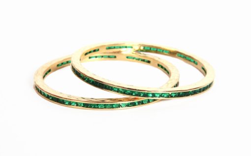 Bridal Bangles with Green Stone in AD Designer Pattern-0